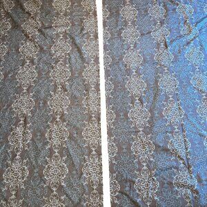 Set of 2 Damask Style Curtain Drapery Panels Blue Gray 84" X 41"